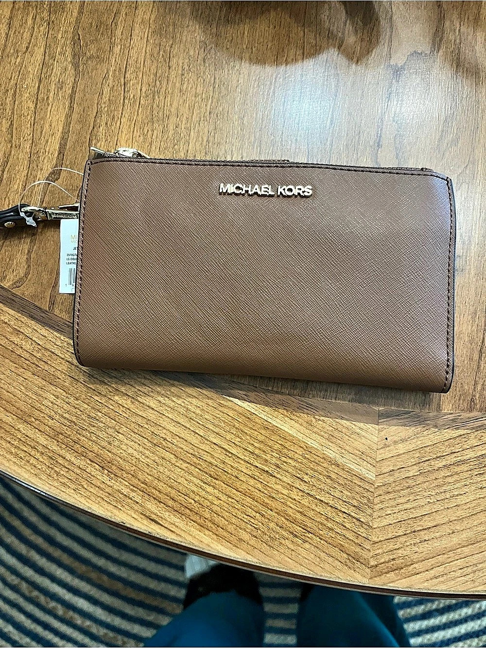 Michael Kors Jet Set Travel Double Zip Wristlet Brown